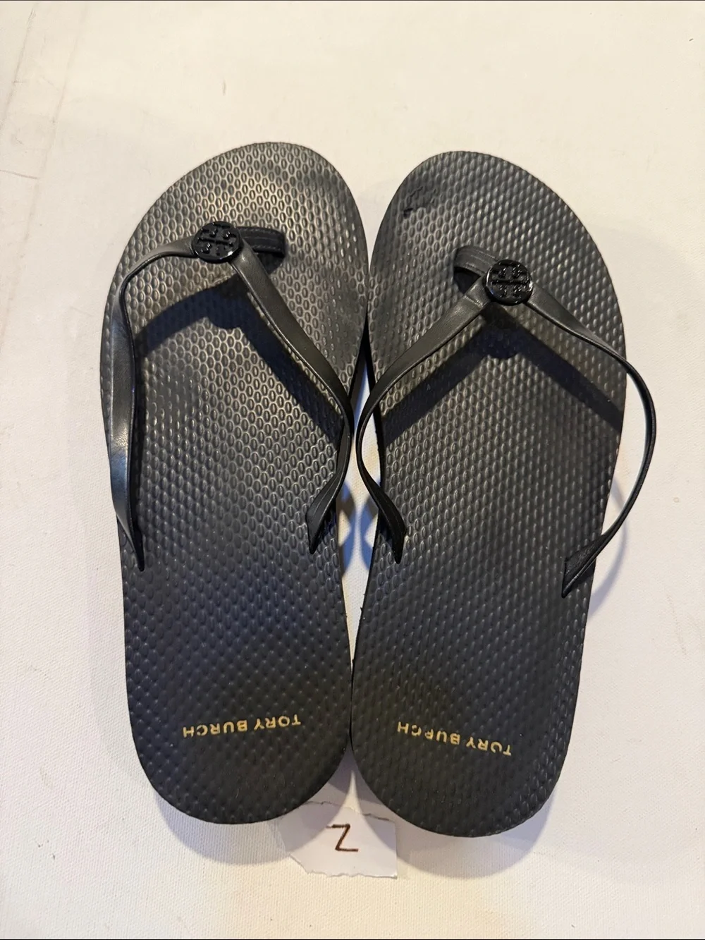 Tory Burch Black Logo Medallion Flip Flops